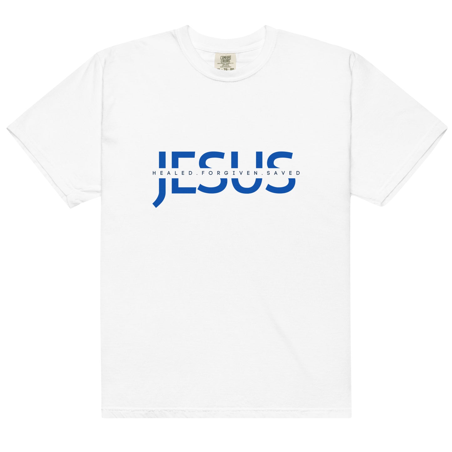 Jesus Healed Forgiven Saved Unisex Tee- Navy