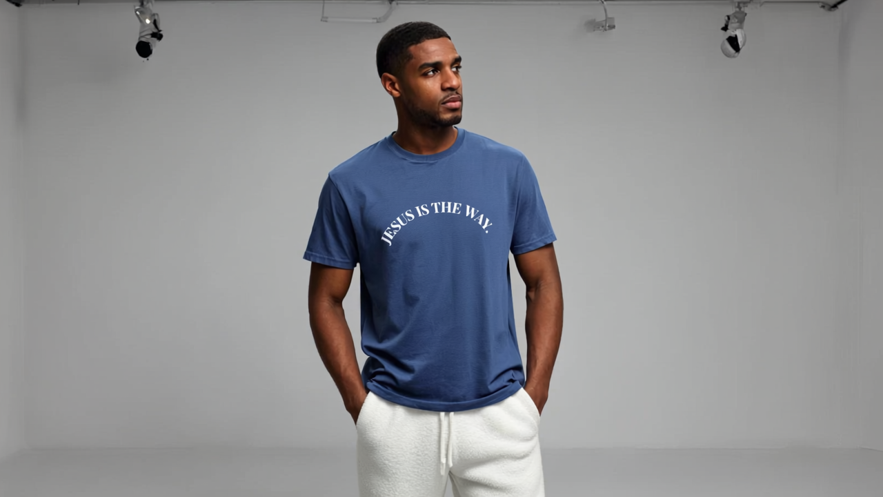 Jesus Is The Way Heavy Knit Tee - Blue