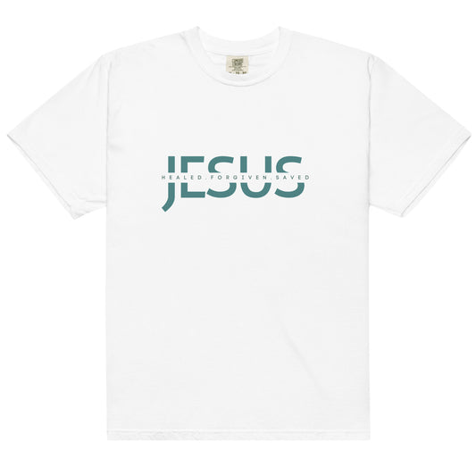 Jesus Healed Forgiven Saved Unisex Tee - Green